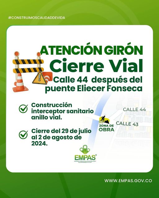 Continúa cierre vial en el Rincón de Girón